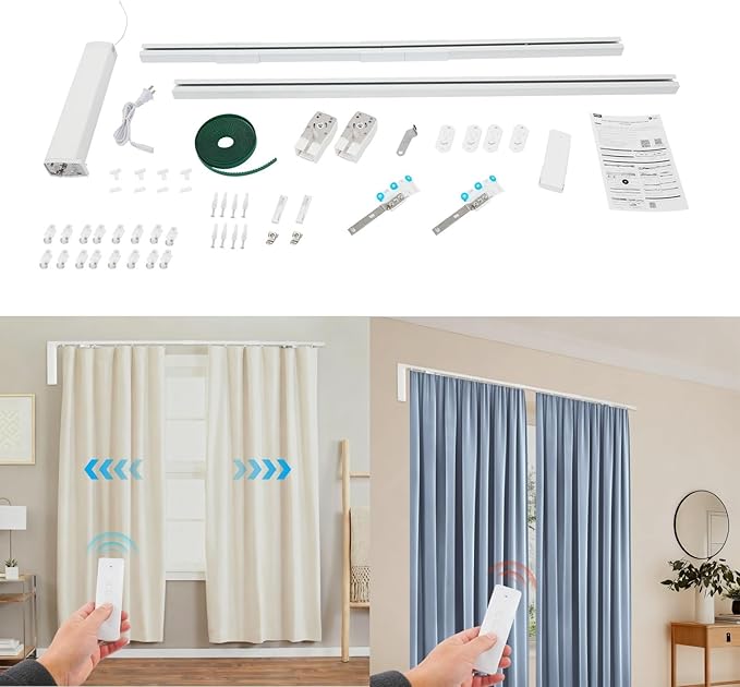 Lemoeyes Electric Curtain Track, Retractable Motorized Curtains Rod within 7.2ft