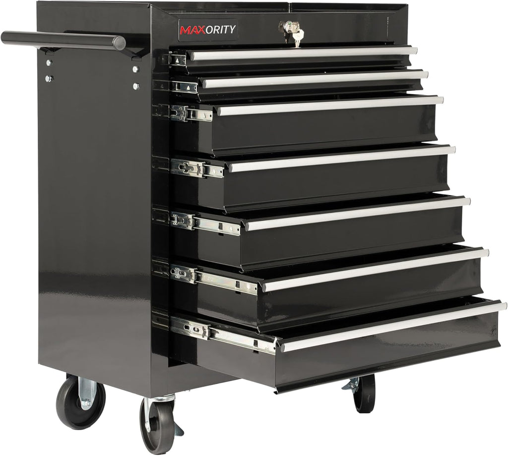 Maxority 7-Drawer Heavy-Duty Rolling Tool Chest Cabinet with Lock Mobile Cart for Garage & Workshop, Black