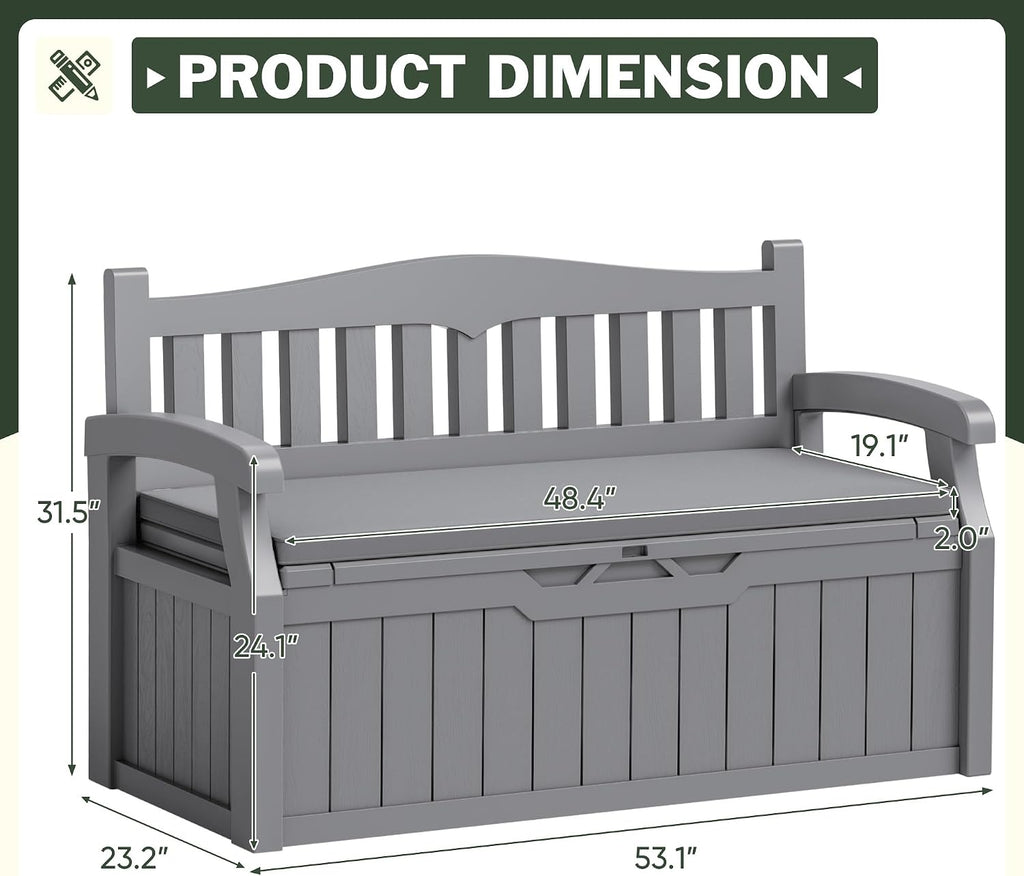 flamaker 80 gallon storage bench with cushion, waterproof, close-up detail