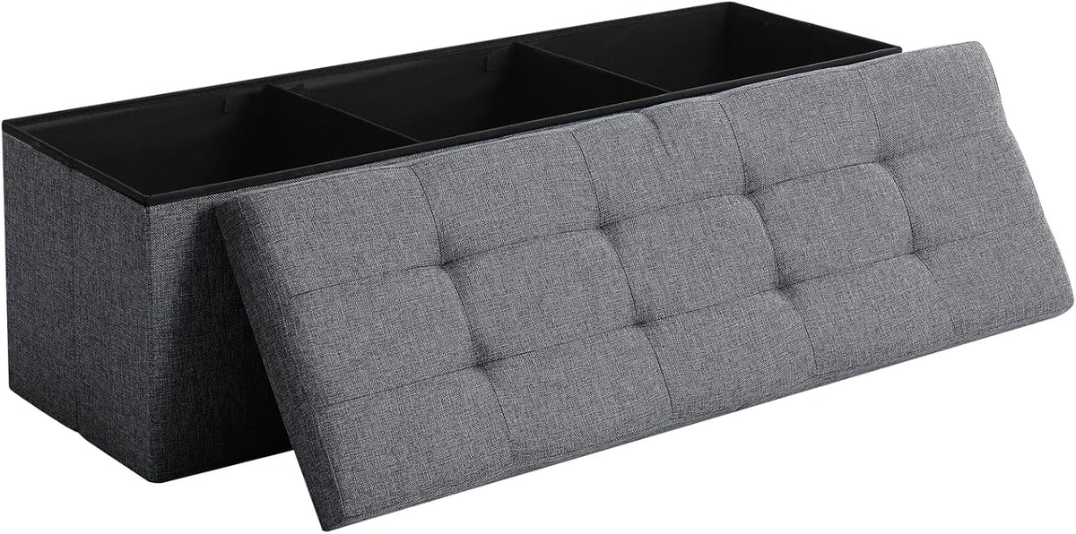 Storage Ottoman Bench Foldable Footrest Foot Stool, 45" Fabric Grey