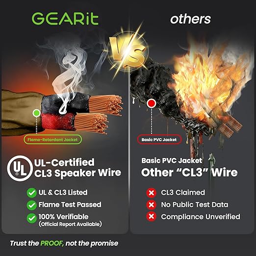 GEARit Outdoor Speaker Wire CL3 Rated, 16 Gauge Speaker Wire, Speaker Cable 100