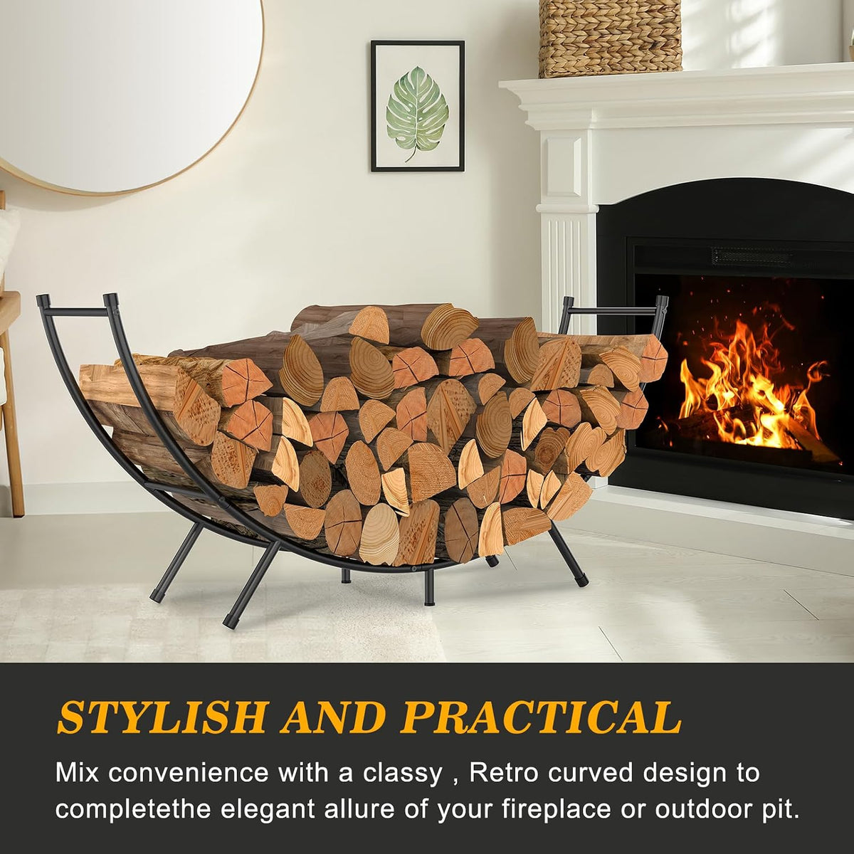 curved firewood rack,48 in powder-coated log holder for, package contents