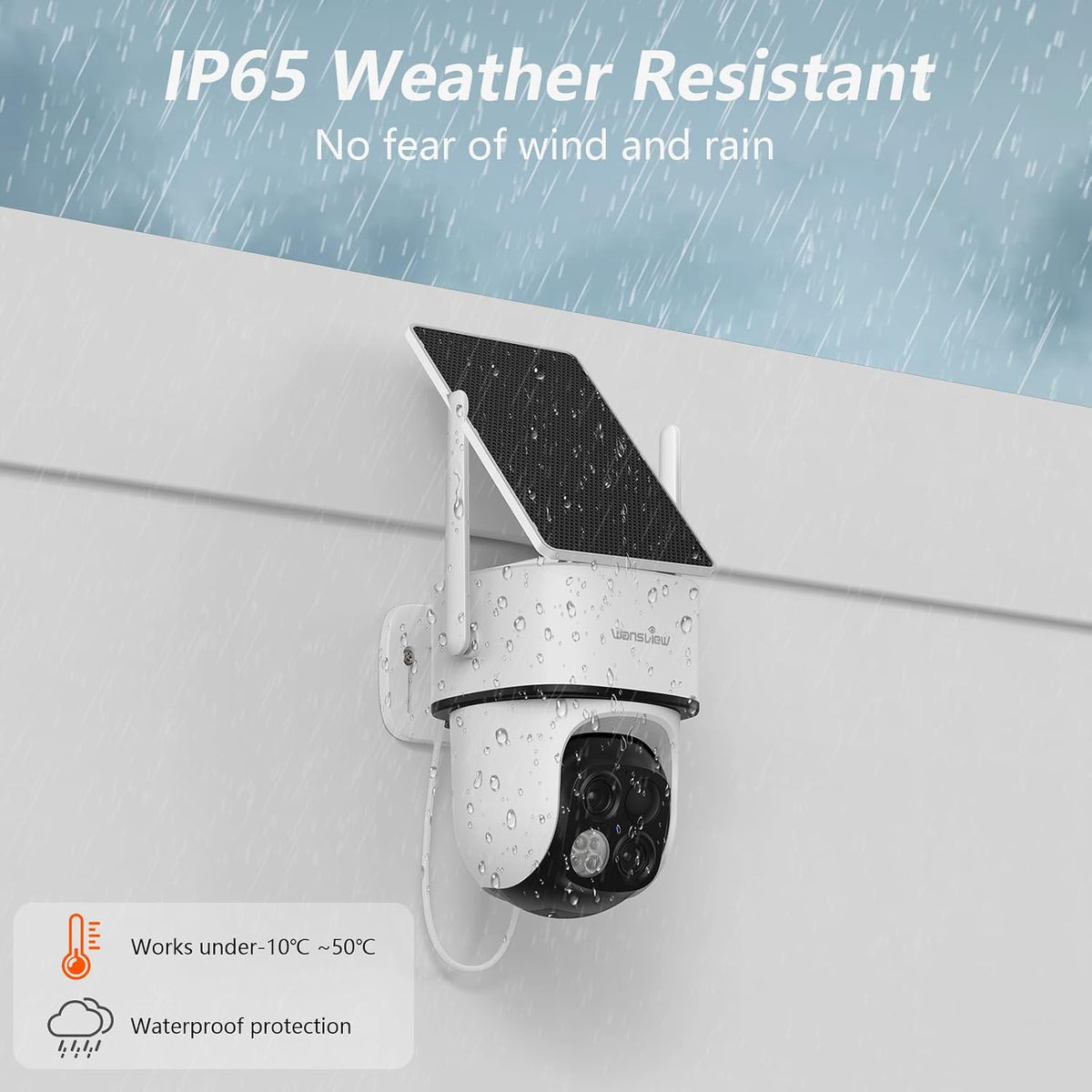 wansview security cameras wireless outdoor, dual lens ptz, front angle view