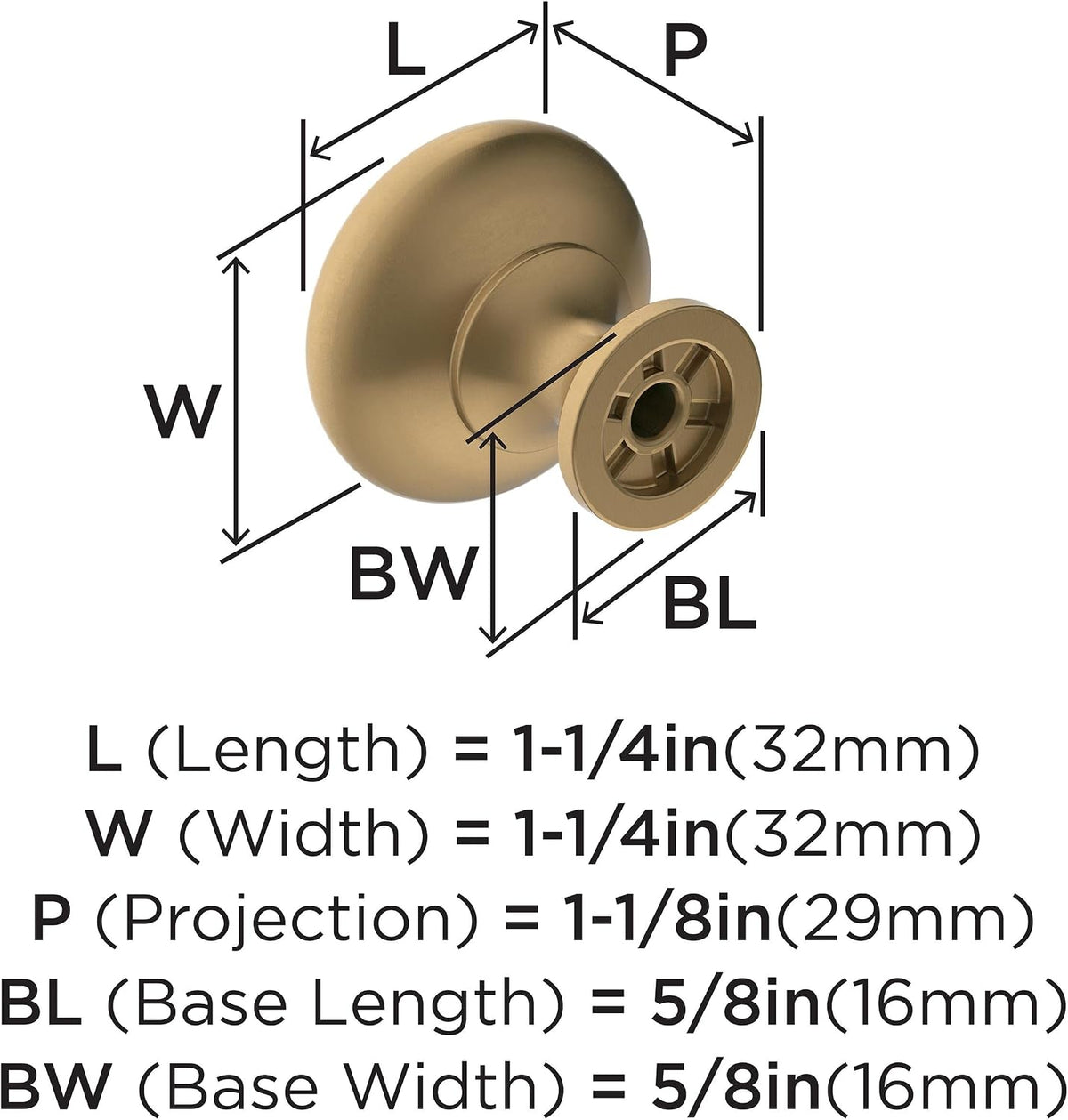 Amerock 25 Pack 1-1/4" Round Edona Champagne Bronze Cabinet Knob | Durable Zinc drawer knob and cabinet hardware, ideal for kitchen cabinets, bathroom vanities, dressers, and furniture