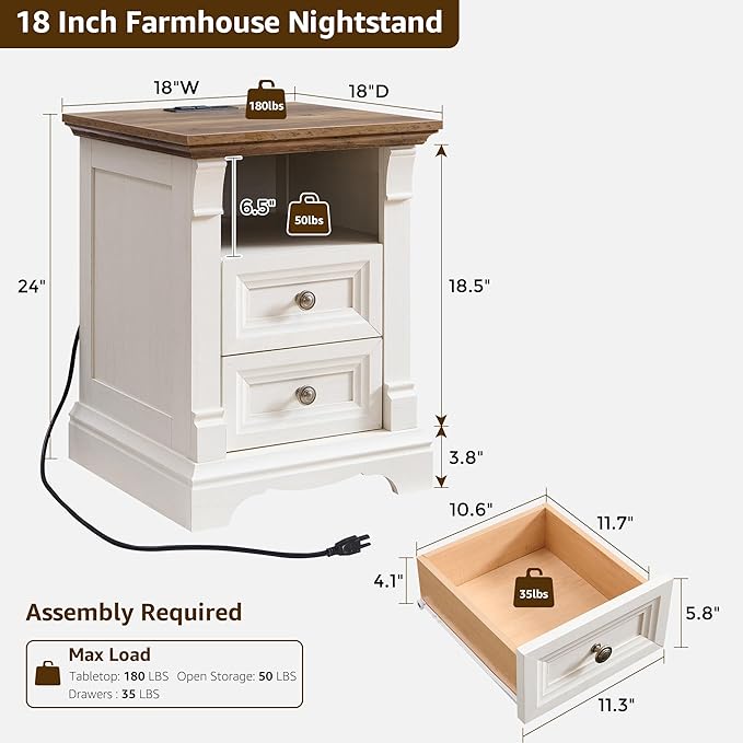 T4TREAM Farmhouse Nightstand