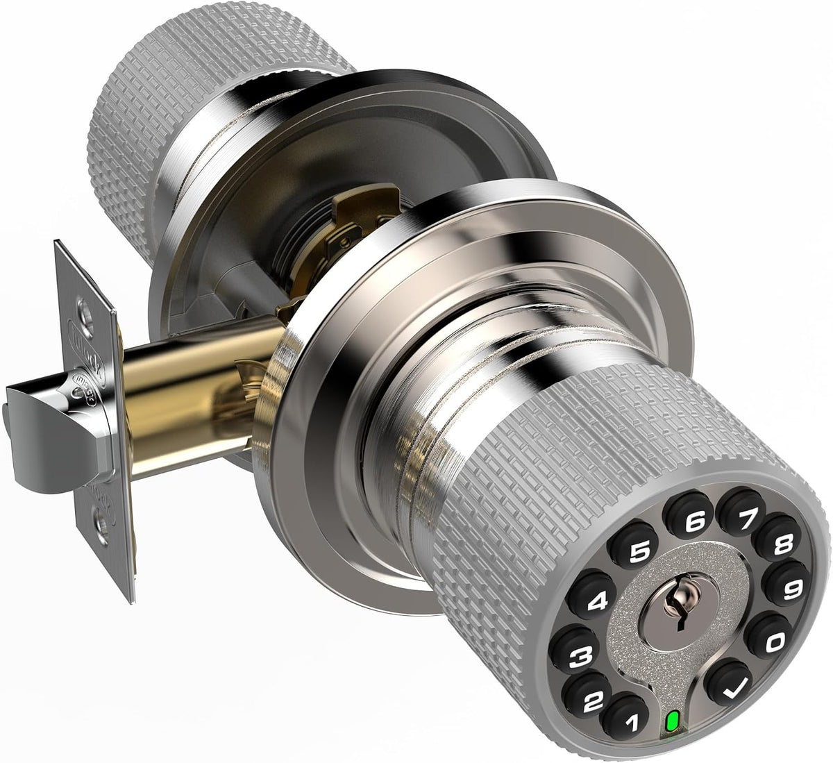 iulock Smart Door Knob with Keypad and Key, Keyless Entry Door Lock with Rubber