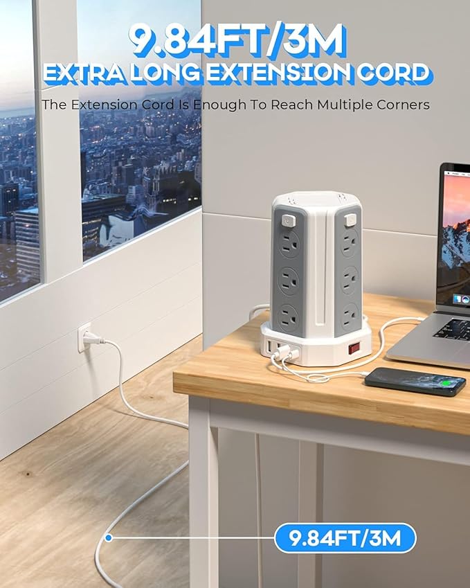 Power Strip Surge Protector, 10 Ft Extension Cord