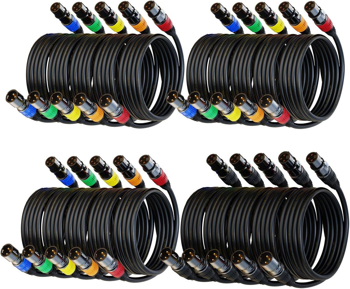 AuxLink XLR Cables 3ft 20Pack, XLR Microphone Cable Mic Cable Male to Female