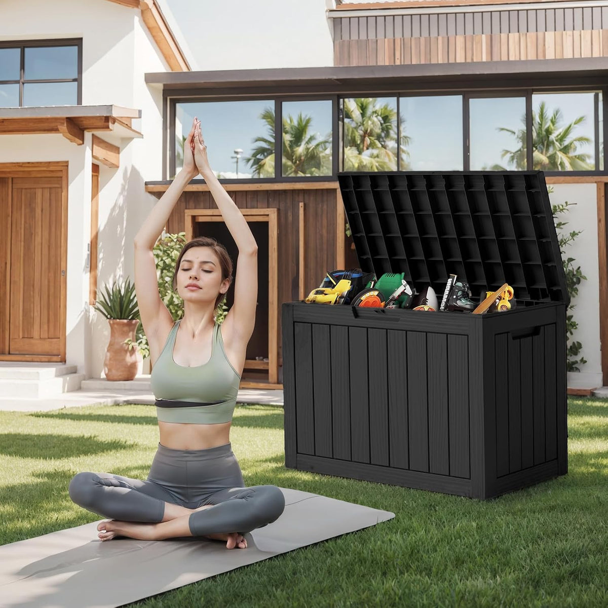 vixzen 45 gal waterproof outdoor storage box lockable, package contents