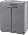 Gracious Living MaxIt 2-Shelf Lockable Utility Storage Base Cabinet, Gray