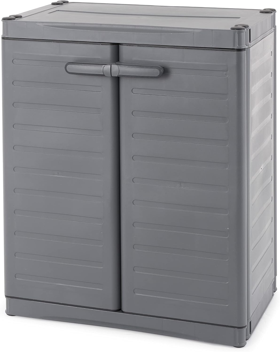 Gracious Living MaxIt 2-Shelf Lockable Utility Storage Base Cabinet, Gray