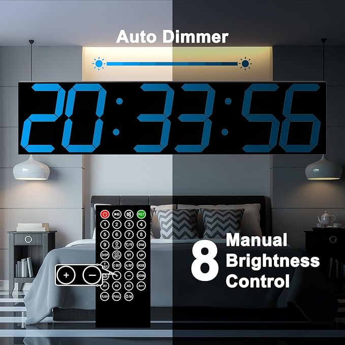CHKOSDA Digital Wall Clock, Oversize Led Digital Clock Large Display