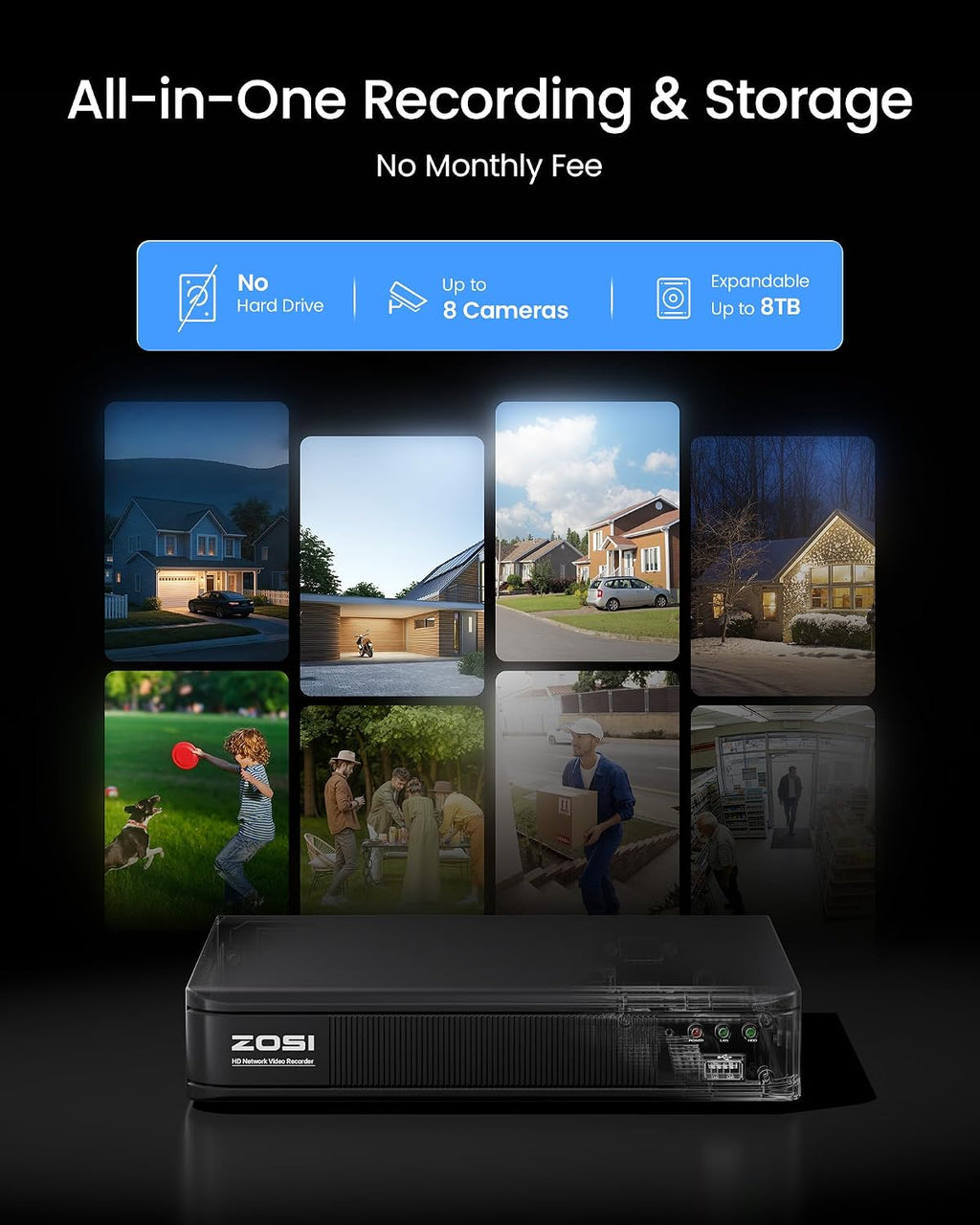 zosi 3k lite wired security camera system, 4 showing dimensions