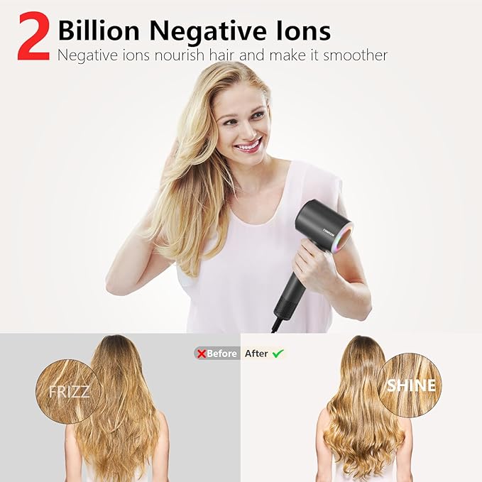 Hair Dryer, High Speed Ionic Blow Dryer, 5X-Fast Drying, 2 Billion Negative Ions