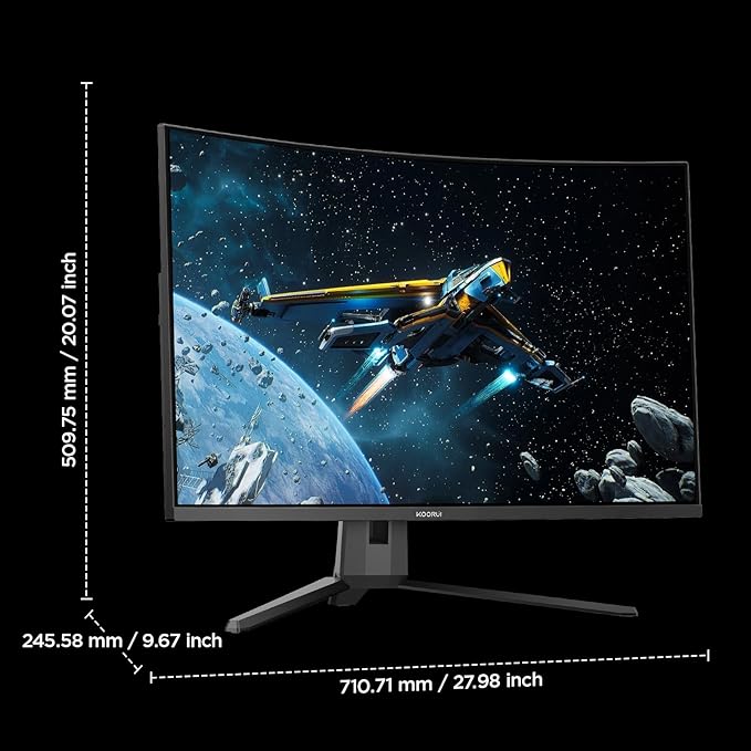 KOORUI 32 inch Curved Gaming Monitor, QHD 2K 170Hz 144Hz Monitor, 1ms 1500R