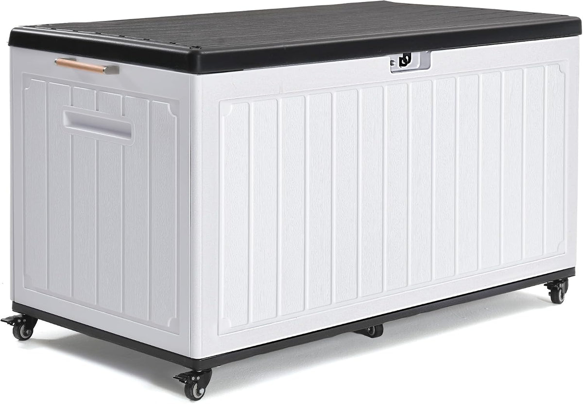 YITAHOME 90 Gallon Outdoor Double-Wall Deck Box with 6 Swivel Wheels