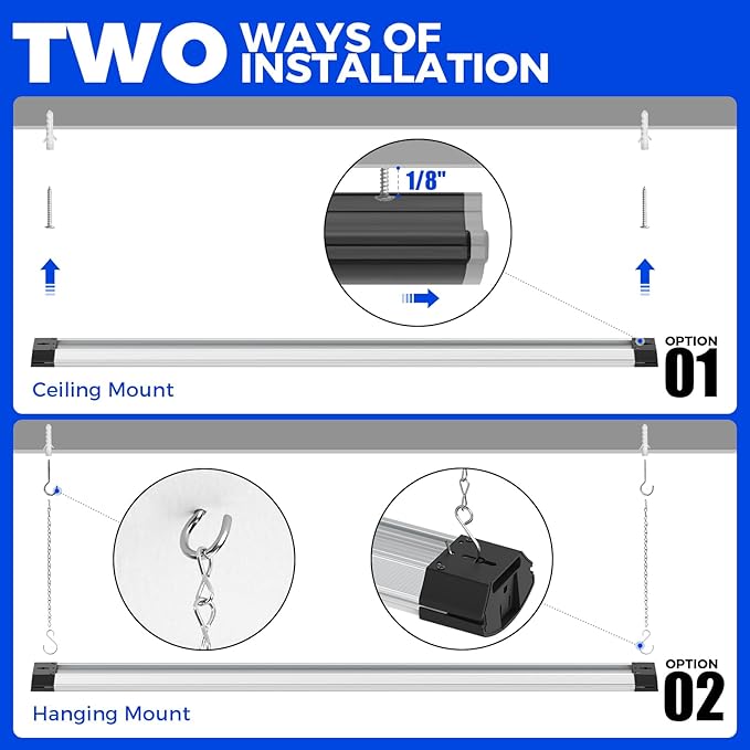 Barrina BS84 LED Shop Light for Garage, 6500K Linkable Light Fixture for