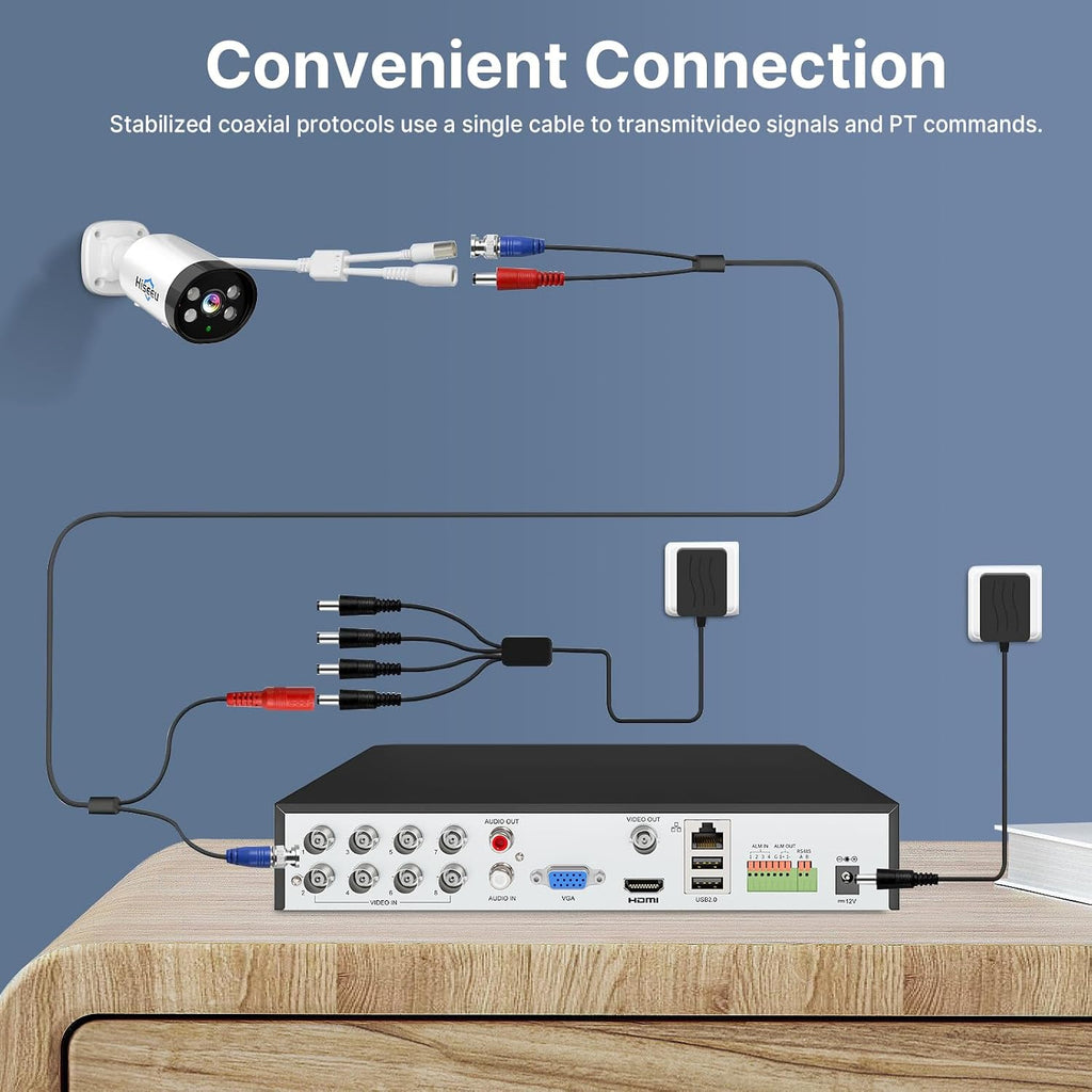 hiseeu 8mp ahd/tvi/cvi/xvi cctv home wired security camera, side view