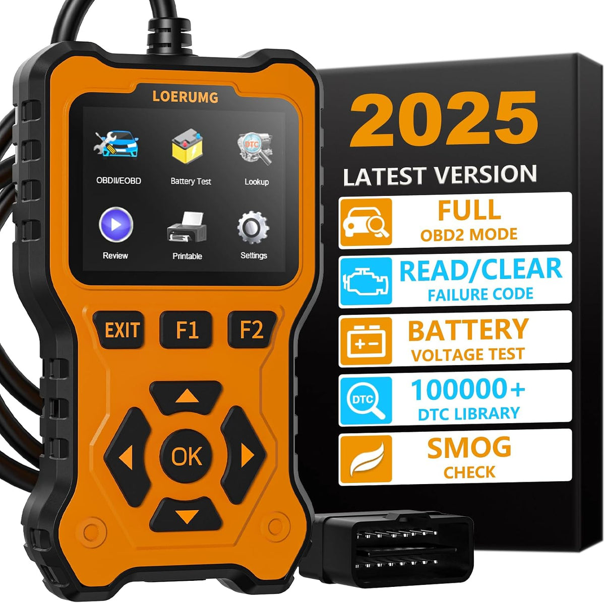 LOERUMG OBD2 Scanner Diagnostic Tool, Enhanced Check Engine Code Reader
