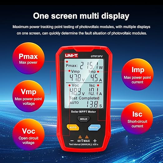 UNI-T UT673PV Solar Panel Tester, Solar MPPT Meter, 800W Photovoltaic Module