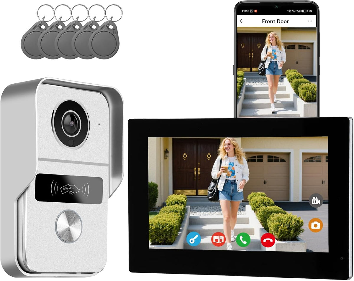 KeonBell 2 Wired Video Intercom System, 7 Inches Video Doorbell Camera