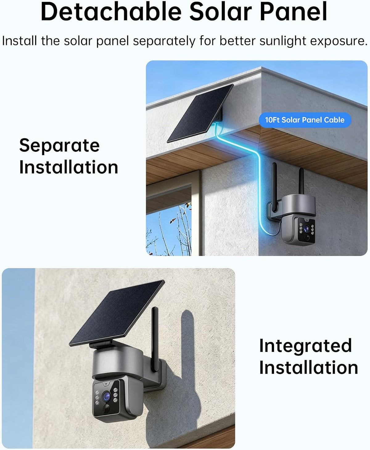solar security camera, outdoor security camera wireless, 2k showing dimensions