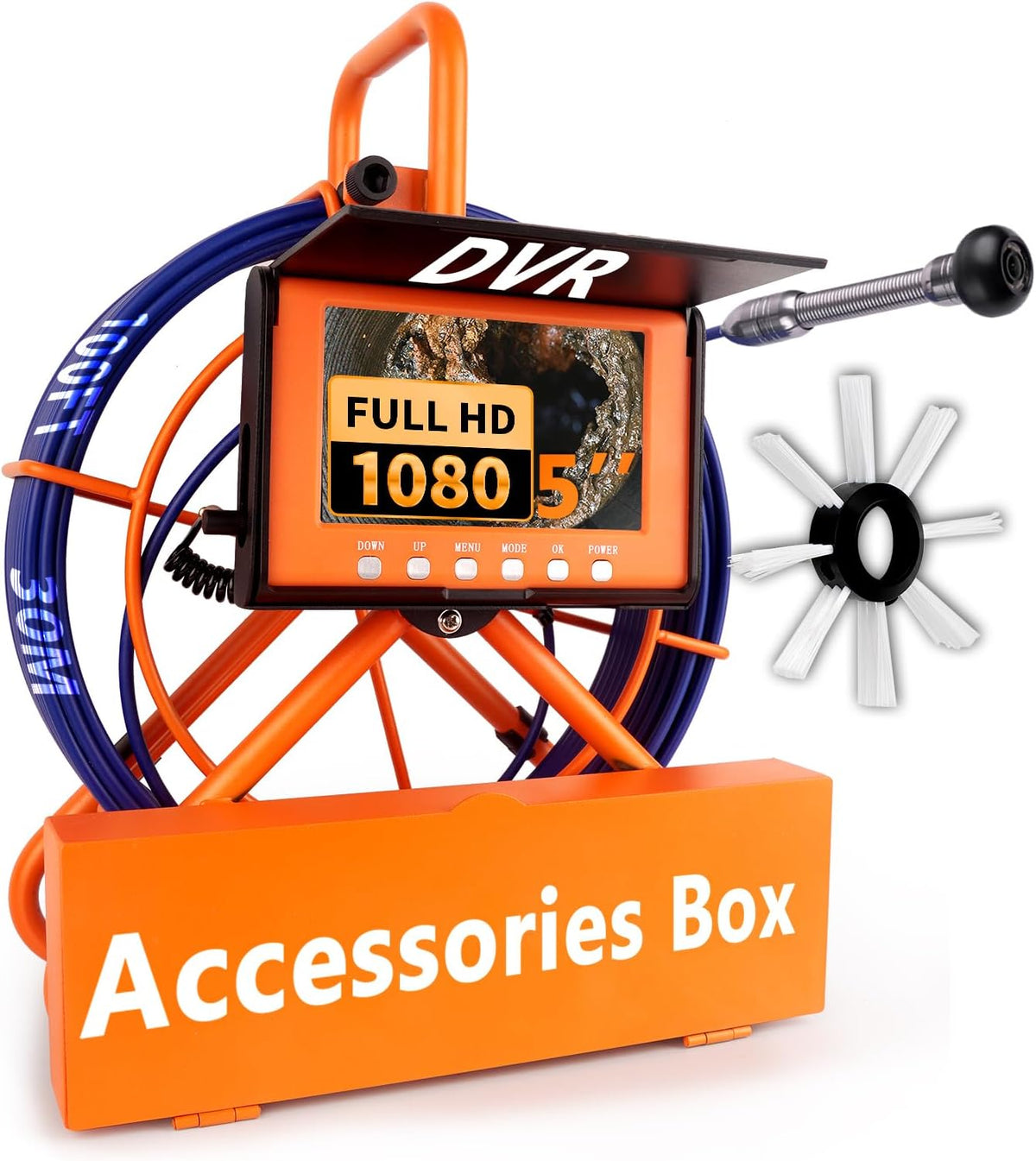 sewer camera 100ft/30m pipe inspection borescope endoscope camera, front angle view
