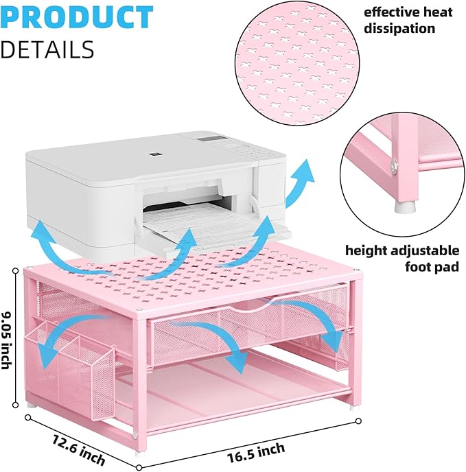 Marbrasse Metal Printer Stand for Desk