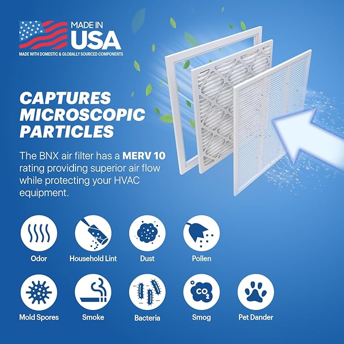 BNX TruFilter 20x25x1 MERV 10 AC Furnace Air Filter (6-Pack)