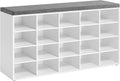 VASAGLE Shoe Bench with Cushion, 20 Compartments, 12 x 47.2 x 24.7 Inches