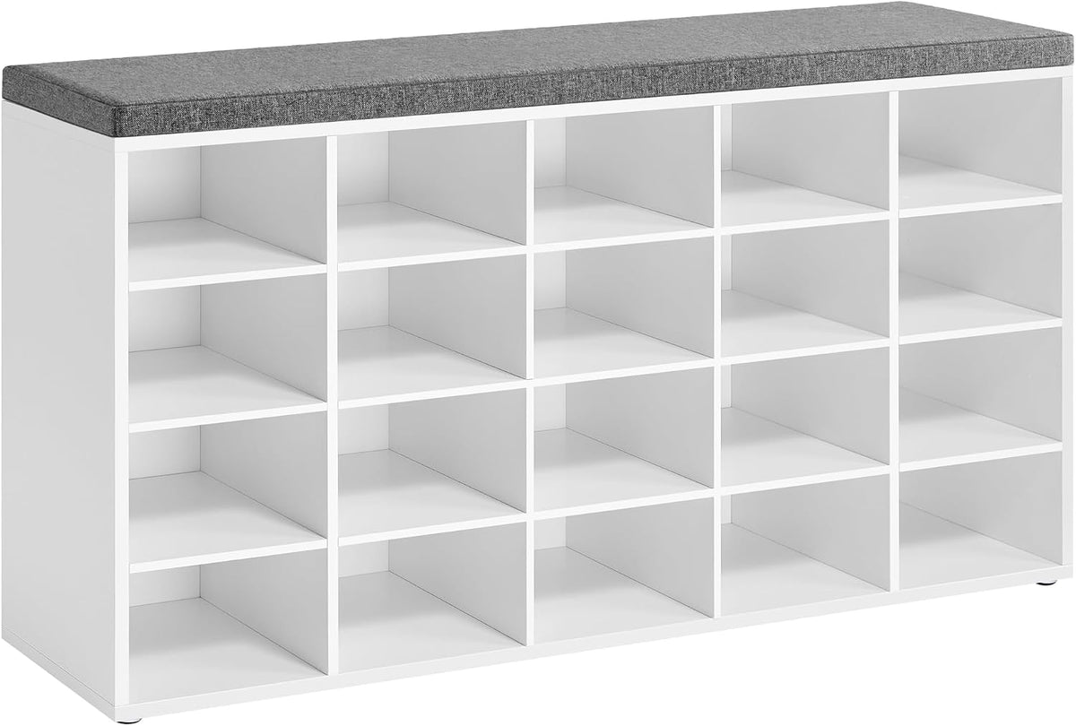 VASAGLE Shoe Bench with Cushion, 20 Compartments, 12 x 47.2 x 24.7 Inches