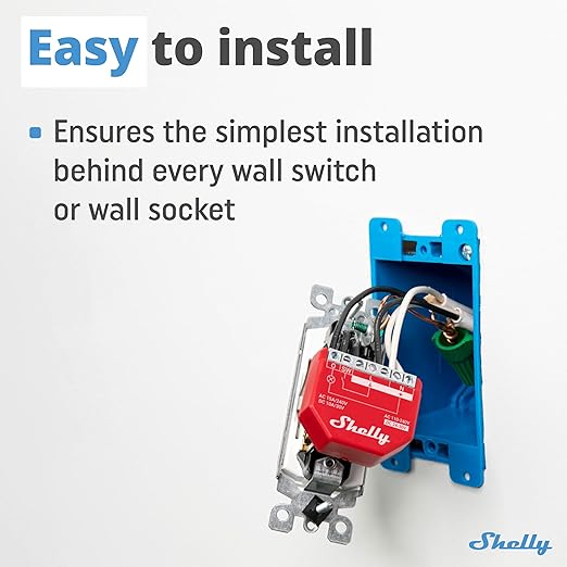 Shelly Wave 1PM US LR UL | Z-Wave Long Range Smart Switch Relay, 1-Channel 15 A
