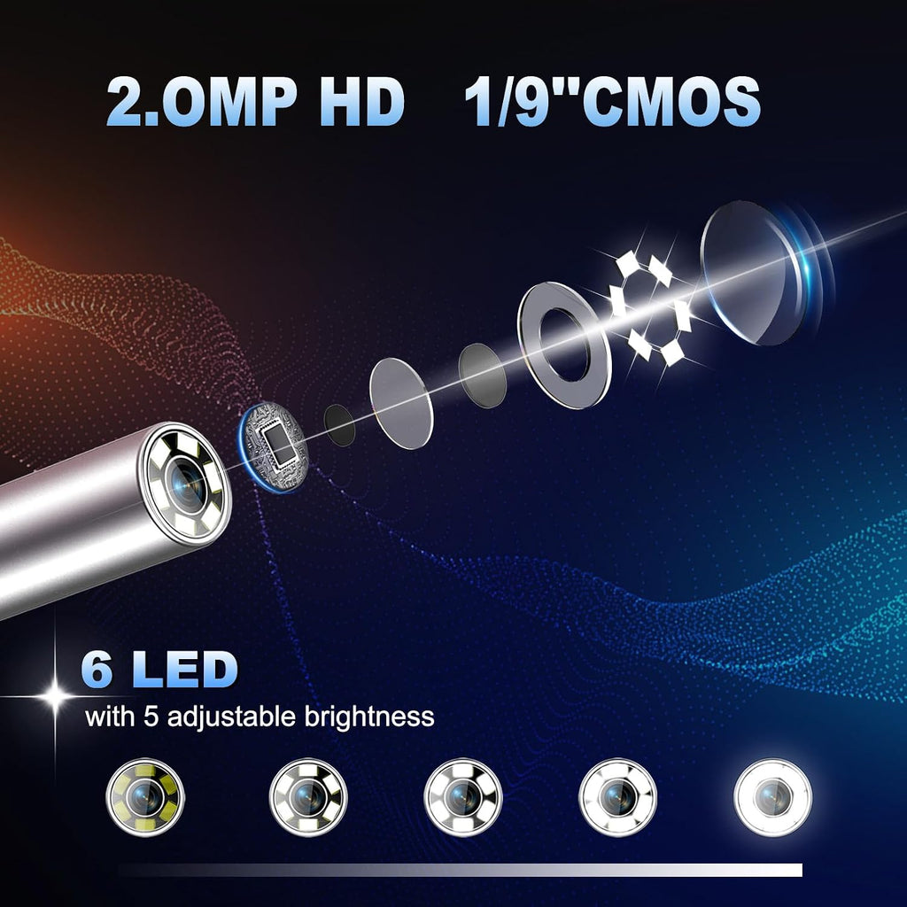 4-way articulating borescope, 0.25in/6.3mm probe, 5" screen, 5ft, close-up detail