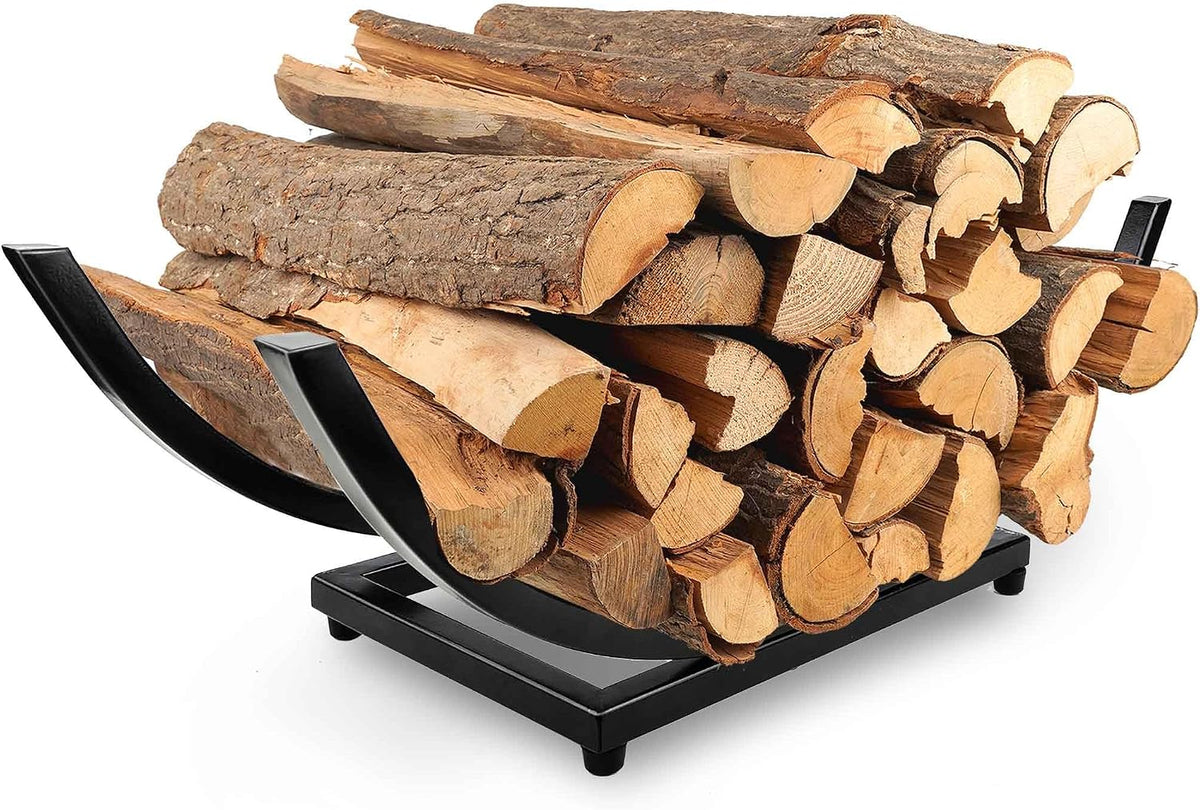Curved Firewood Rack Holder: 22" Heavy Duty Firewood Holder for Fireplace