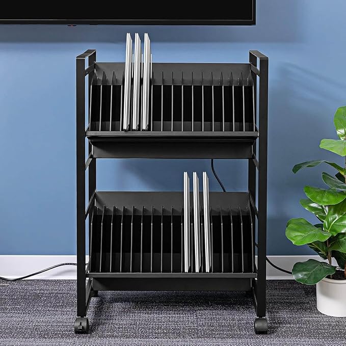 Line Leader 32-Device Mobile Charging Station | Steel Rolling Cart