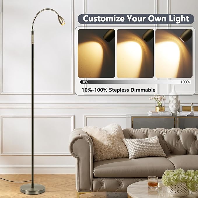 Reading Floor Lamp, Dimmable Zoomable Spotlight, Adjustable Color Beam Standing