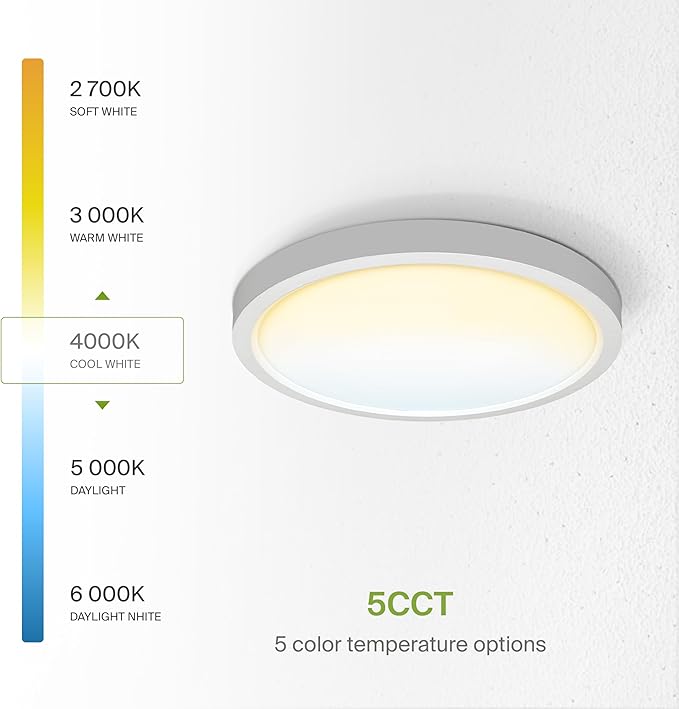 ASD LED 18" Round Flush Mount Ceiling Light Fixture, Low Profile Surface (2 Pack)