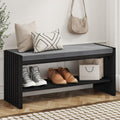 BON AUGURE Entryway Shoe Bench with Storage & Cushion for Mudroom, Black