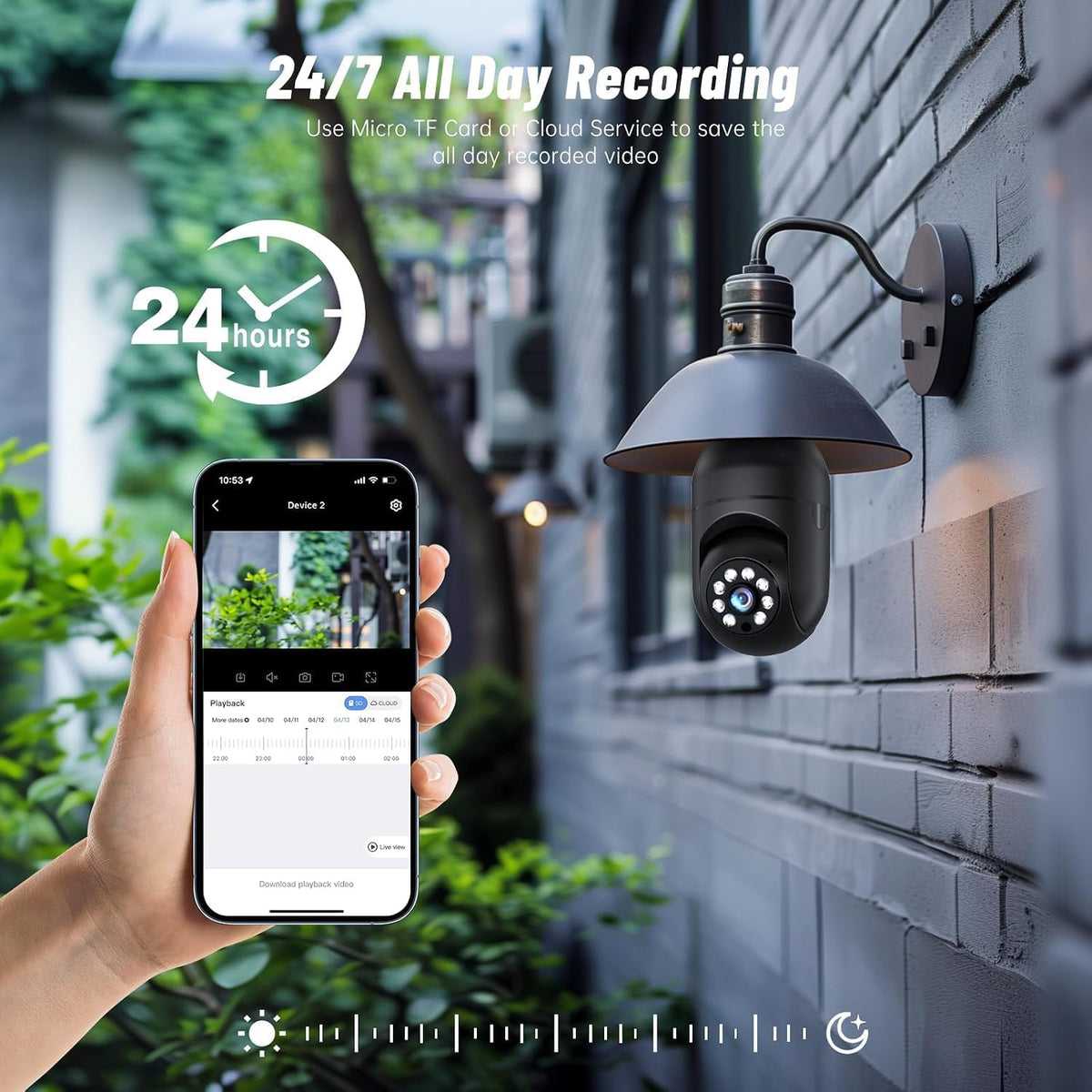 Light Bulb Security Camera 5G/2.4GHz WiFi 2K Lightbulb Security Cameras Wireless Outdoor, 360 Screw in Sight Bulb Motion Detection Siren Alarm Light Socket Camera 2-Way Audio Color Night Vision