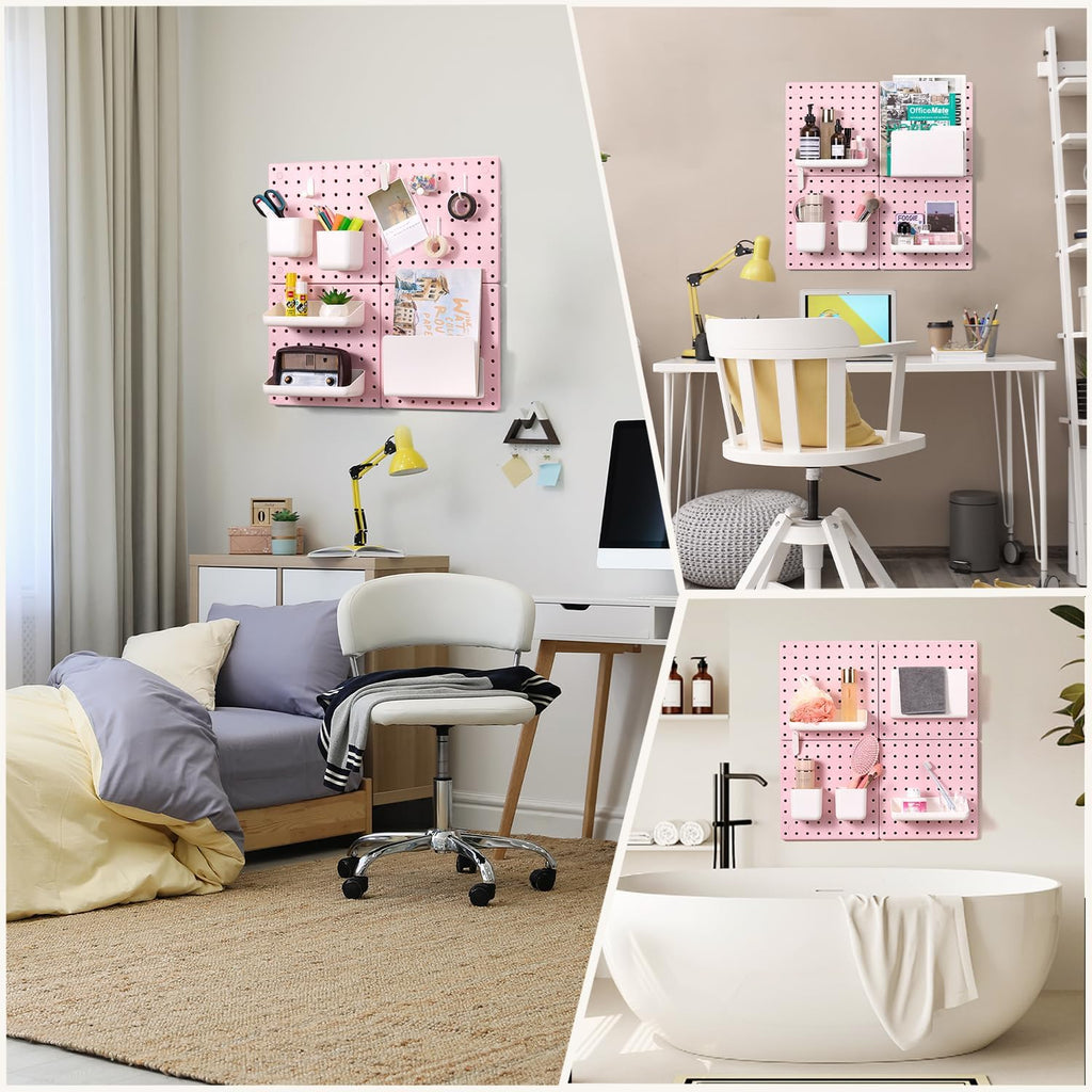 VUSIGN Peg Board Combination Kit 22"x22" Pegboards, Pink