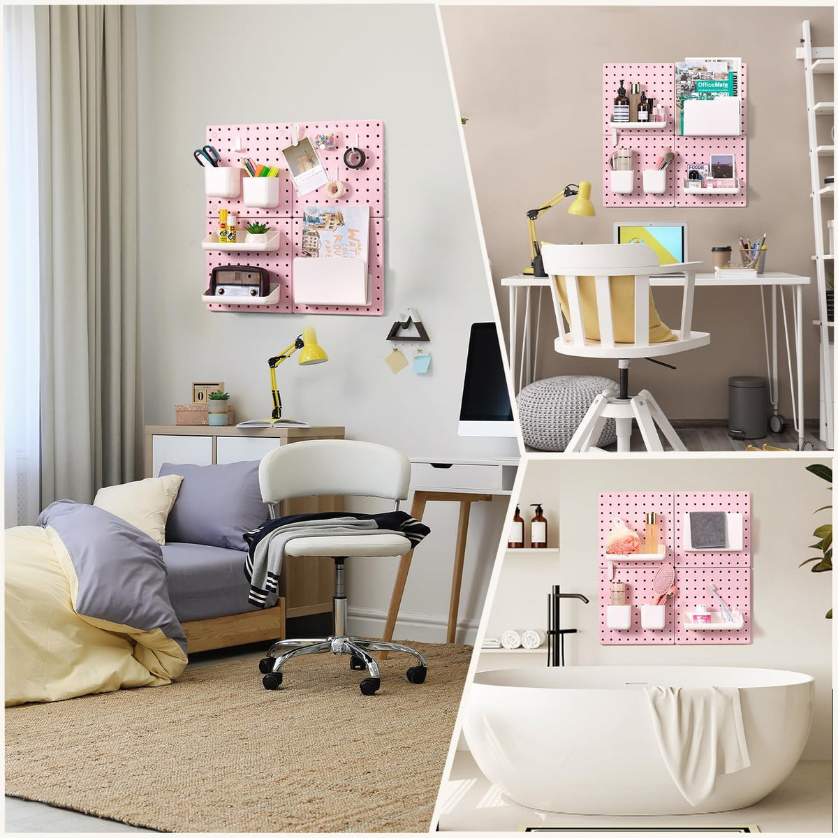 VUSIGN Peg Board Combination Kit 22"x22" Pegboards, Pink