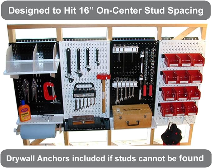 Wall Control Pegboard Organizer 4 ft. Metal Pegboard Standard Tool Storage Kit