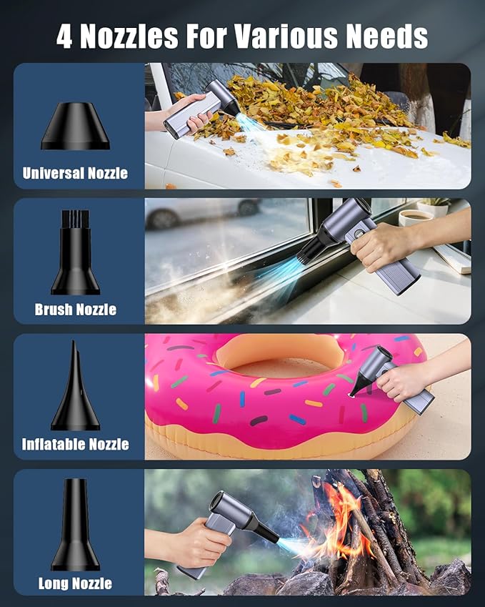 Compressed Air Duster with150, 000RPM Brushless Motor, 8000mAh Battery
