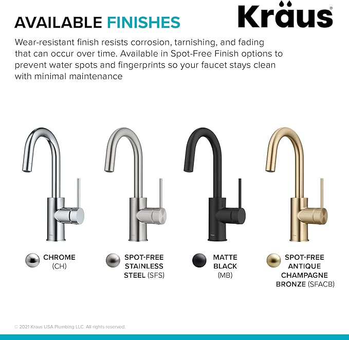 KRAUS Oletto Single Handle Kitchen Bar Faucet