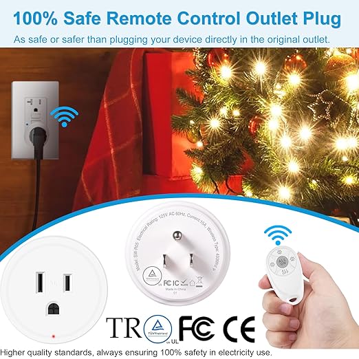 Remote Control Outlet, Wireless Light Switch, 500ft Range, No Wiring Needed