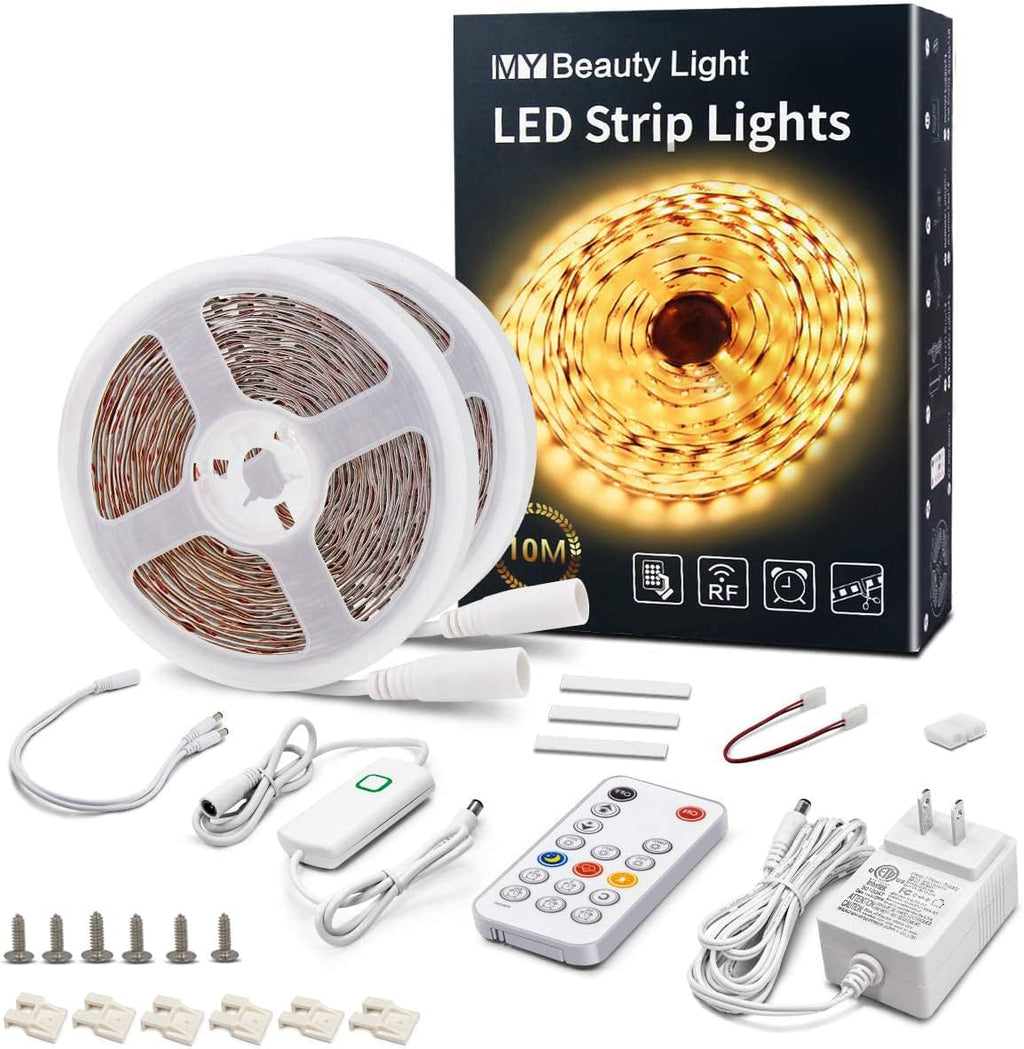 MY BEAUTY LIGHT LED Strip Lights Warm White, 32.8ft Dimmable LED Light Strip