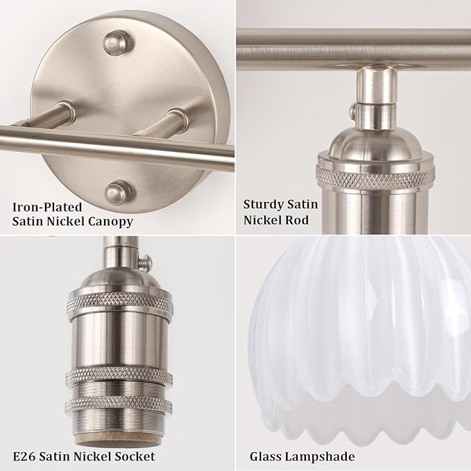 Shenmoyl Bathroom Light Fixtures, 2-Light Vanity Wall Light Over Mirror