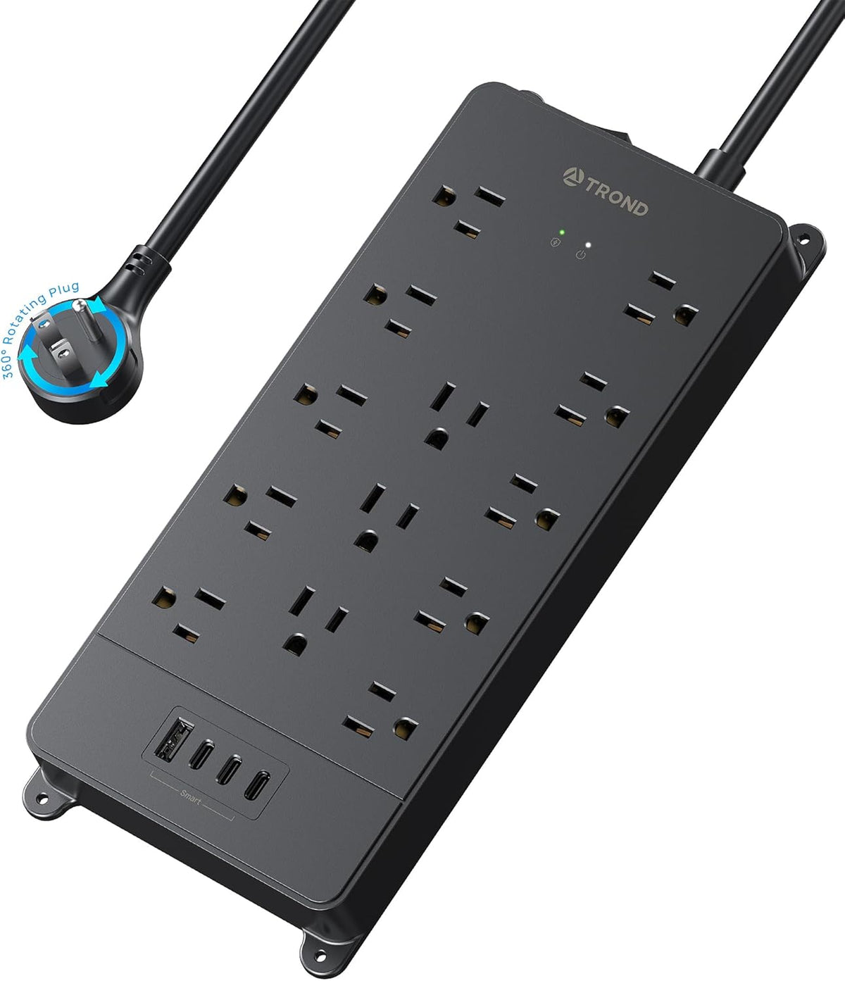 TROND 360° Rotating Flat Plug, Surge Protector Power Strip, 13AC Widely Spaced