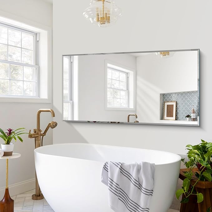 CILIBER Beveled Bathroom Mirror, 30x60 Large Frameless Mirrors