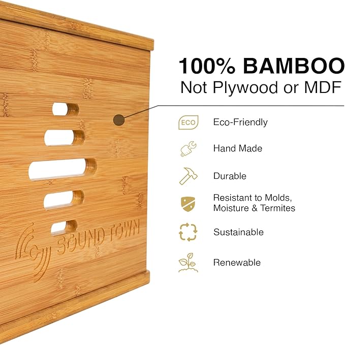 Sound Town DIY Solid Carbonized Bamboo Slanted 10U Studio Rack,